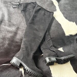 Women’s Black Suede Thigh-High Boots